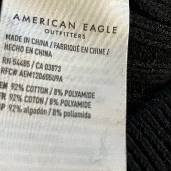 American Eagle Top Womens XL Black Long-sleeve crop square neckline tie detail - Picture 6 of 9